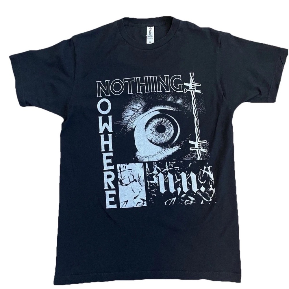 Nothing Nowhere Tee Shirt Eye Y2K Emo Rap Indie Black Med Music Tour Trap